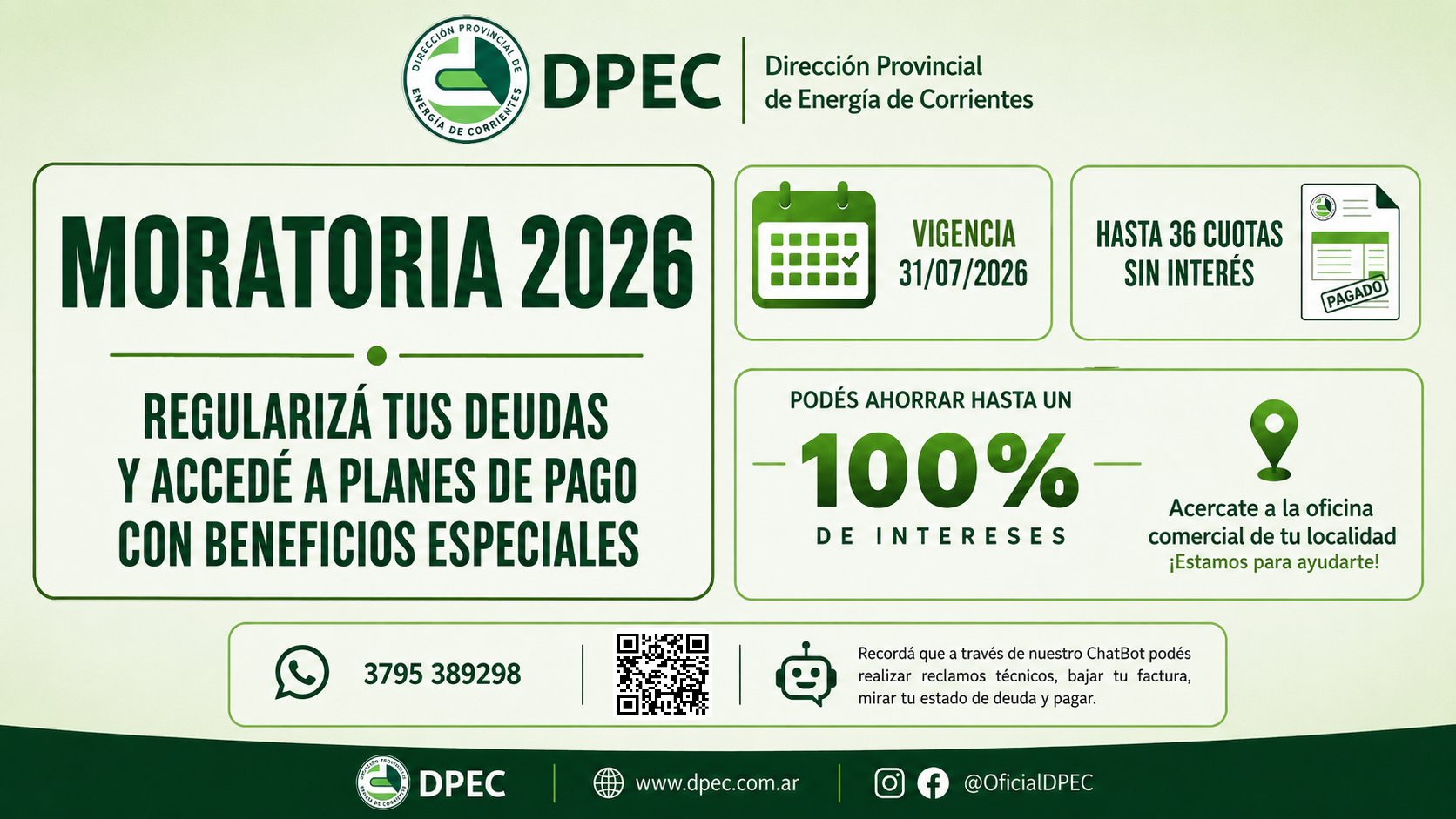La DPEC ofrece un plan integral de regularización comercial con importantes beneficios